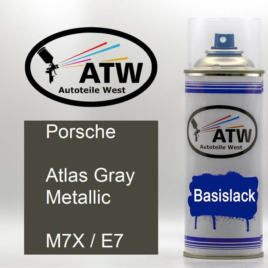 Porsche, Atlas Gray Metallic, M7X / E7: 400ml Sprühdose, von ATW Autoteile West.